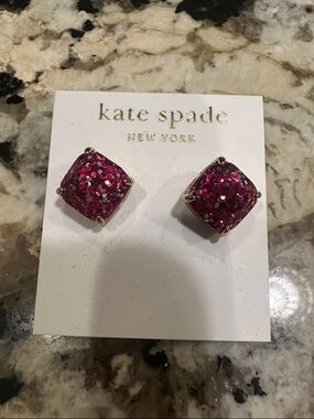 kate spade New York Fuchsia Glitter Cushion Stud Earrings